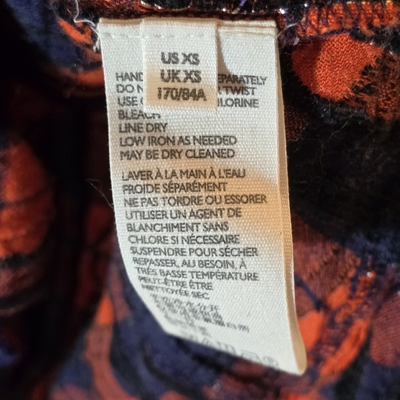 We The Free Orange Blue Plaid Button Snap Raw Hem Long Sleeve Oversized Top, XS - Picture 6 of 9